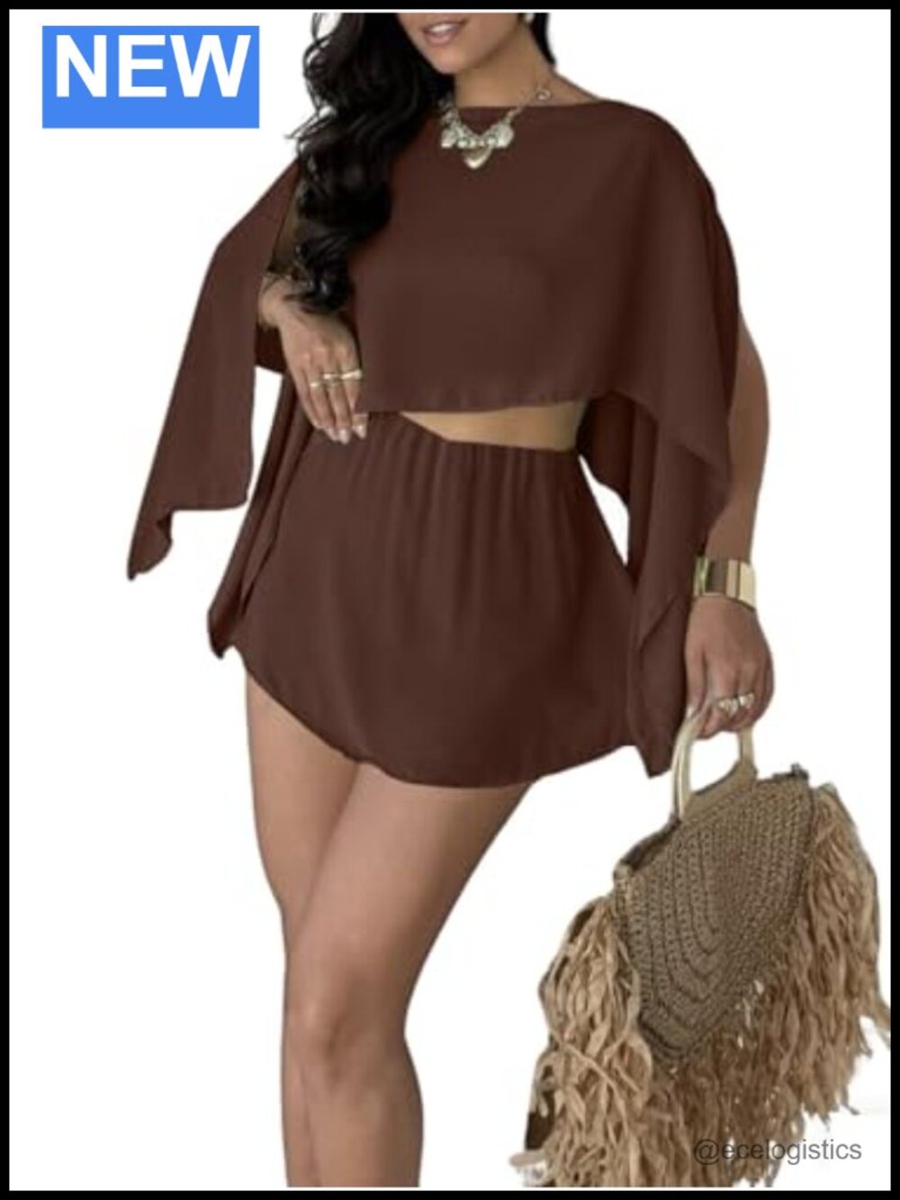 Women's 2 Piece Vacation Outfit Coverup Tube Skirt Set - Polyester, Off Shoulder